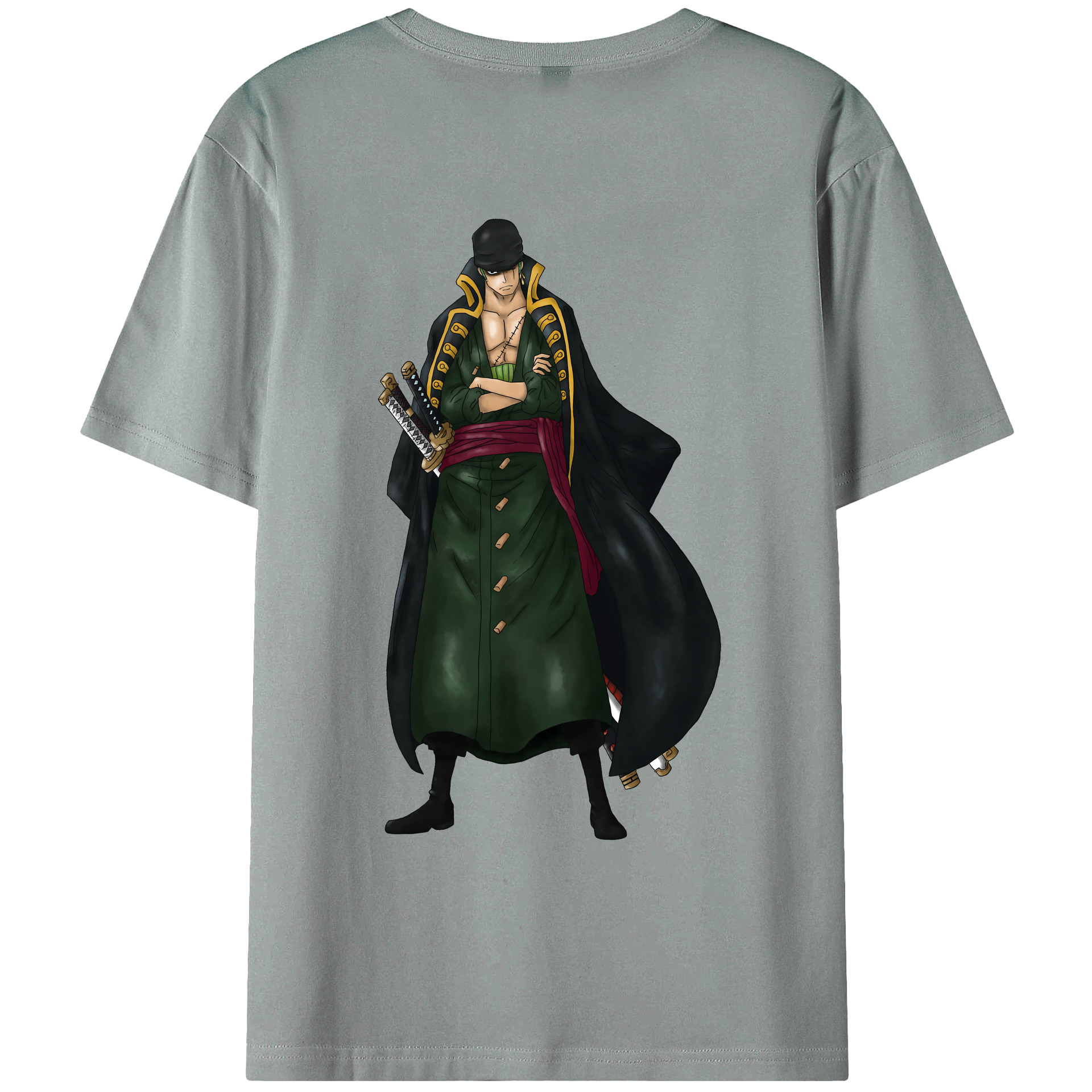 ワンピース ロロノア・ゾロ ONE PIECE Roronoa Zoro 綿100％ メンズ半袖Tシャツ（バックプリント） 通気性